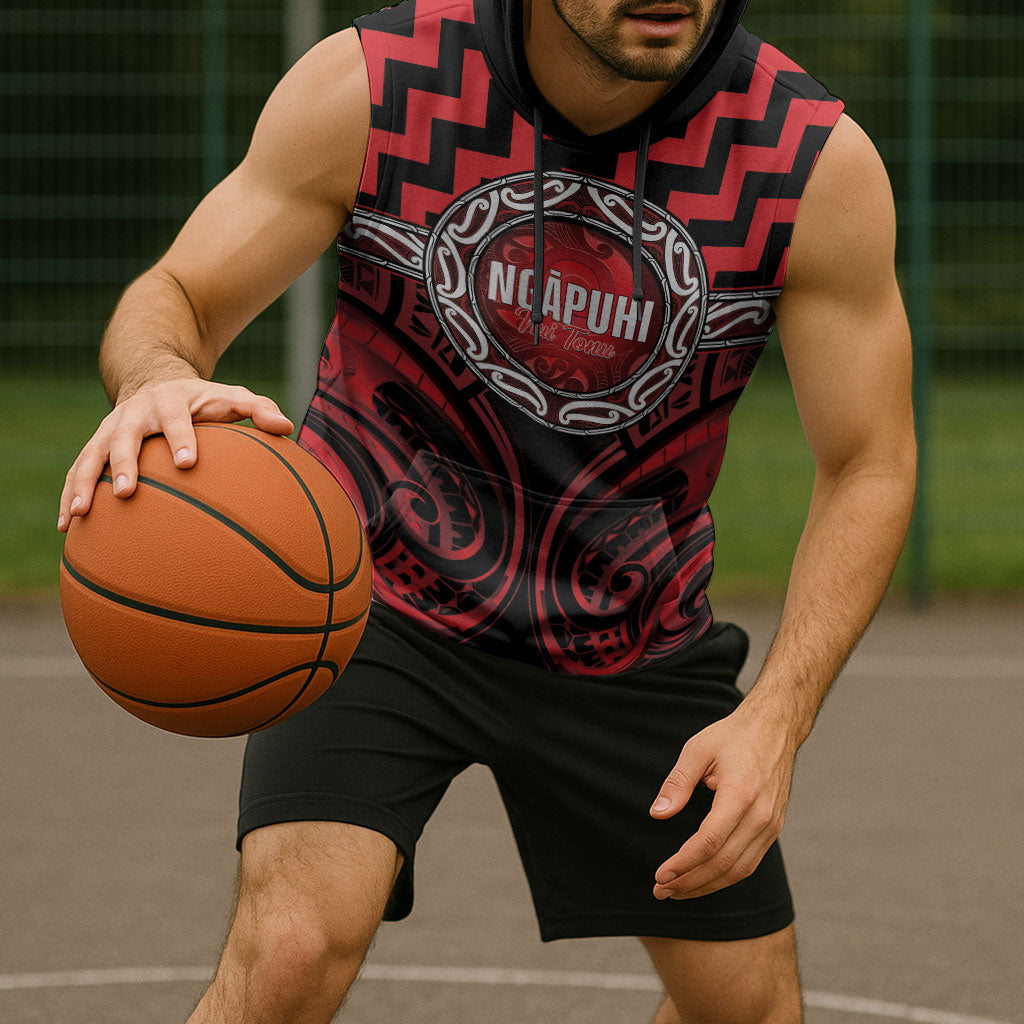 Aotearoa Ngapuhi Personalised Sleeveless Hoodie Maori Iwi Poutama Puhoro Tattoo