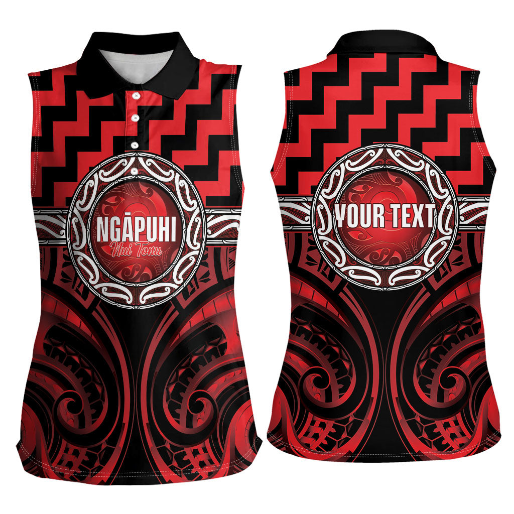 Aotearoa Ngapuhi Personalised Women Sleeveless Polo Shirt Maori Iwi Poutama Puhoro Tattoo