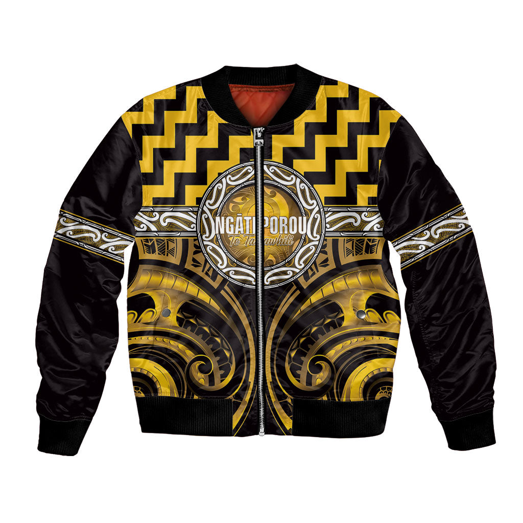 Aotearoa Ngati Porou Personalised Bomber Jacket Maori Iwi Poutama Puhoro Tattoo LT14 Unisex Yellow - Polynesian Pride