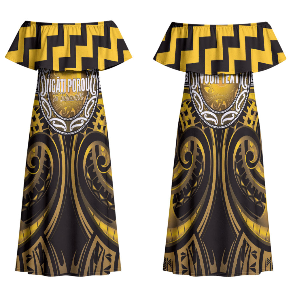 Aotearoa Ngati Porou Personalised Family Matching Off Shoulder Maxi Dress and Hawaiian Shirt Maori Iwi Poutama Puhoro Tattoo