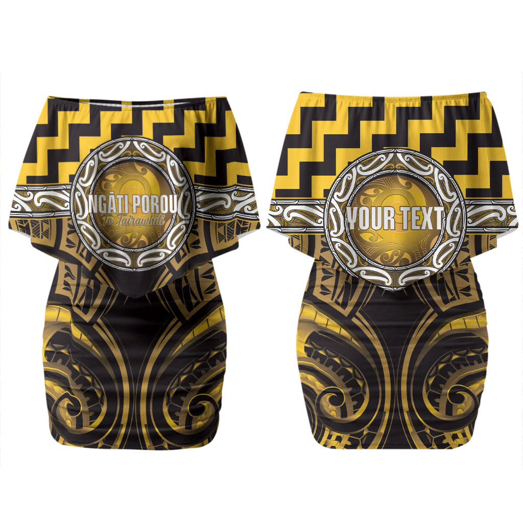Aotearoa Ngati Porou Personalised Family Matching Off Shoulder Short Dress and Hawaiian Shirt Maori Iwi Poutama Puhoro Tattoo