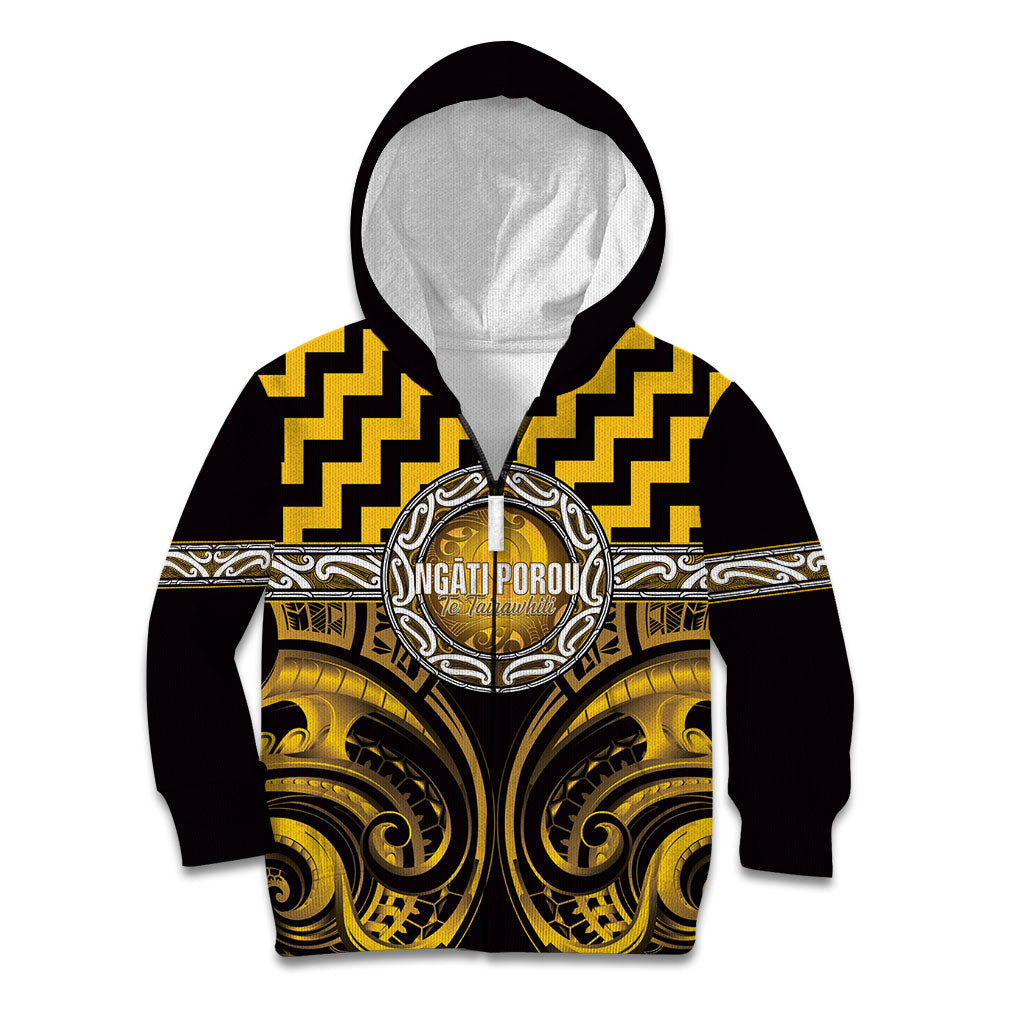 Aotearoa Ngati Porou Personalised Kid Hoodie Maori Iwi Poutama Puhoro Tattoo