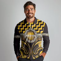 Aotearoa Ngati Porou Personalised Long Sleeve Polo Shirt Maori Iwi Poutama Puhoro Tattoo