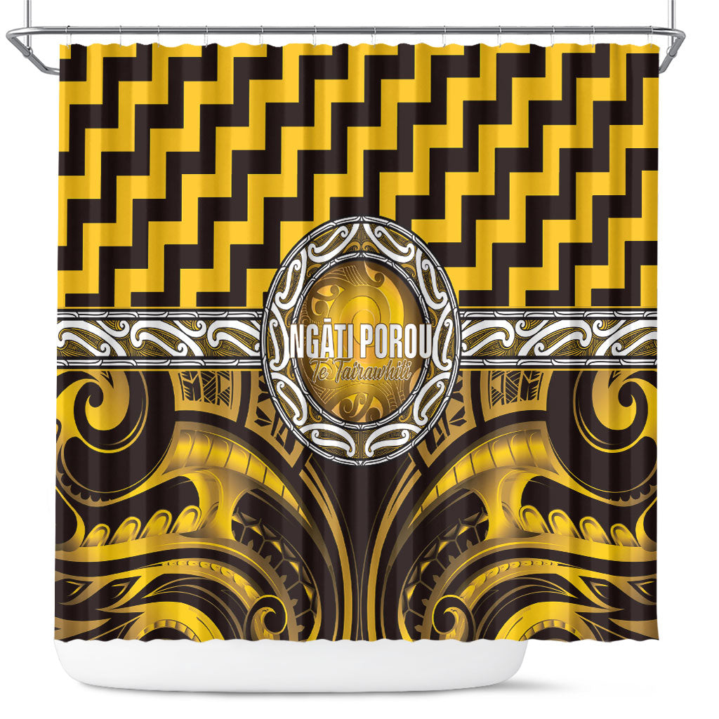 Aotearoa Ngati Porou Shower Curtain Maori Iwi Poutama Puhoro Tattoo