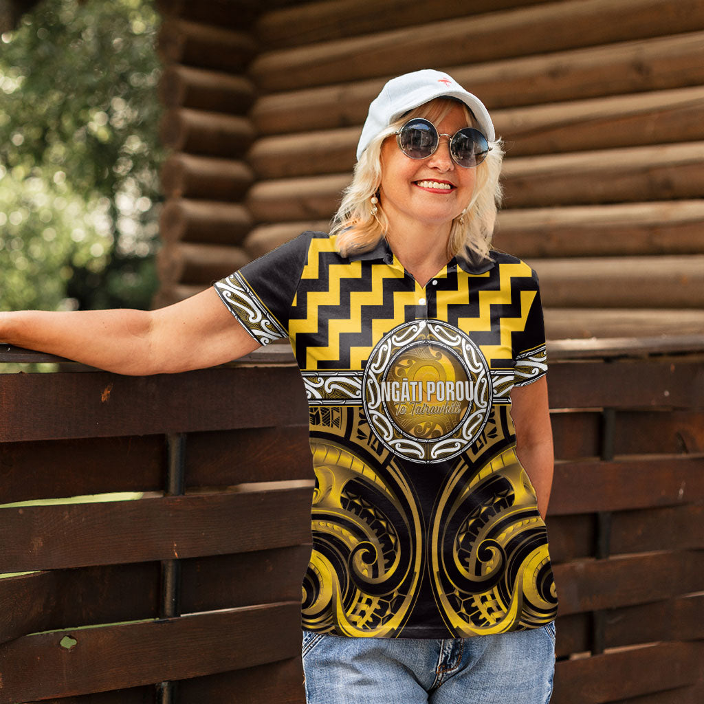 Aotearoa Ngati Porou Personalised Women Polo Shirt Maori Iwi Poutama Puhoro Tattoo