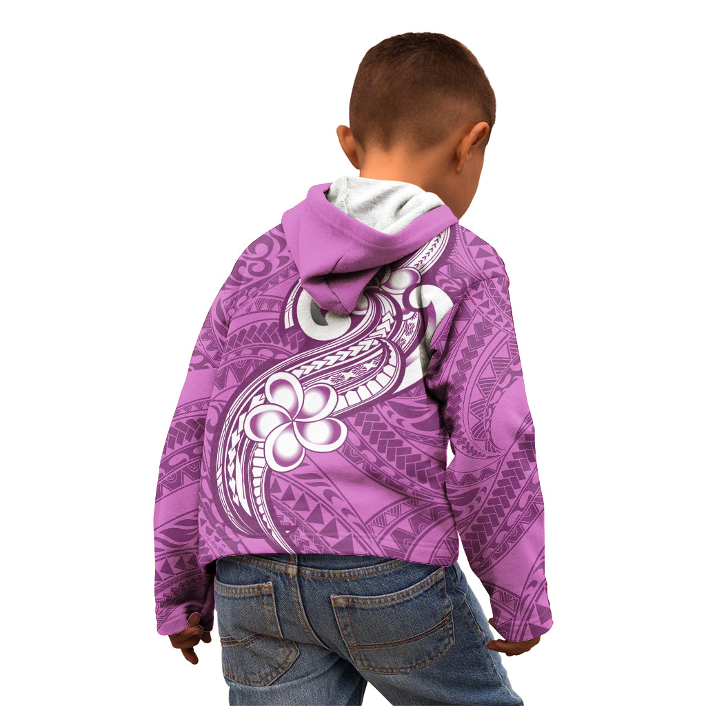 Polynesia Kid Hoodie Plumeria With Tribal Pattern Pink Pastel Vibes LT14 - Polynesian Pride