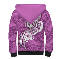 Polynesia Sherpa Hoodie Plumeria With Tribal Pattern Pink Pastel Vibes LT14 - Polynesian Pride
