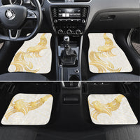 Polynesia White Sunday Car Mats Polynesian Tattoo Plumeria Hibiscus Gold LT14 Set 4pcs White - Polynesian Pride