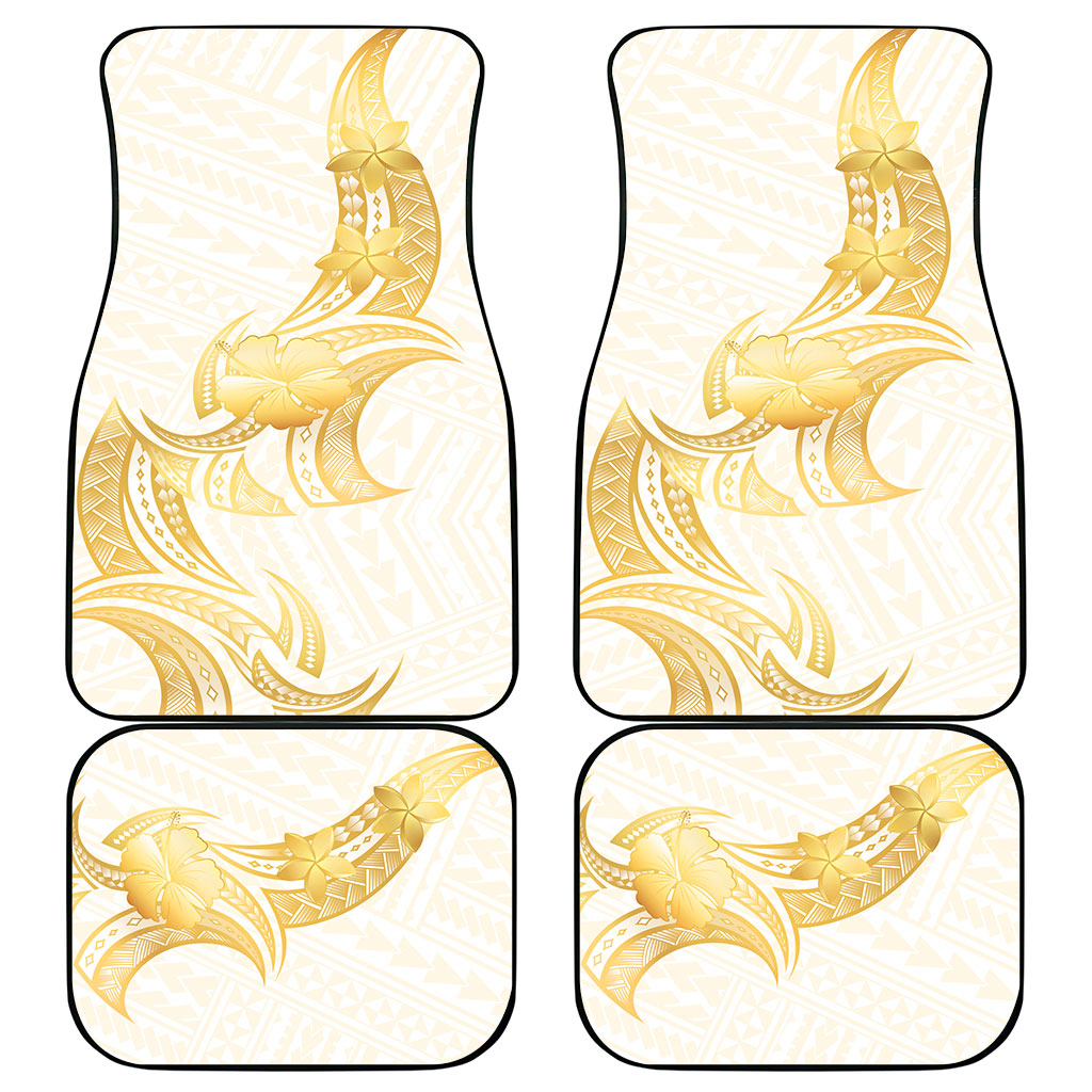 Polynesia White Sunday Car Mats Polynesian Tattoo Plumeria Hibiscus Gold LT14 - Polynesian Pride