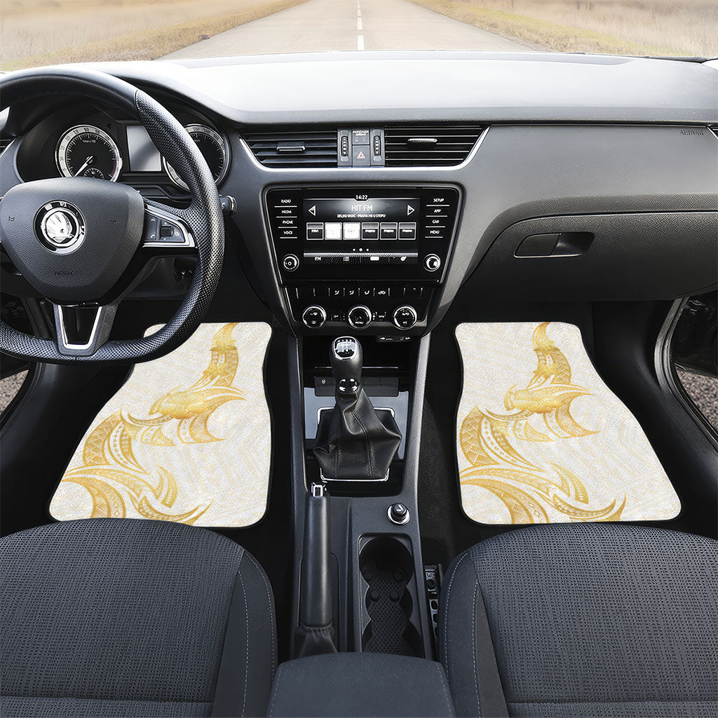 Polynesia White Sunday Car Mats Polynesian Tattoo Plumeria Hibiscus Gold LT14 Set 2pcs - Front White - Polynesian Pride