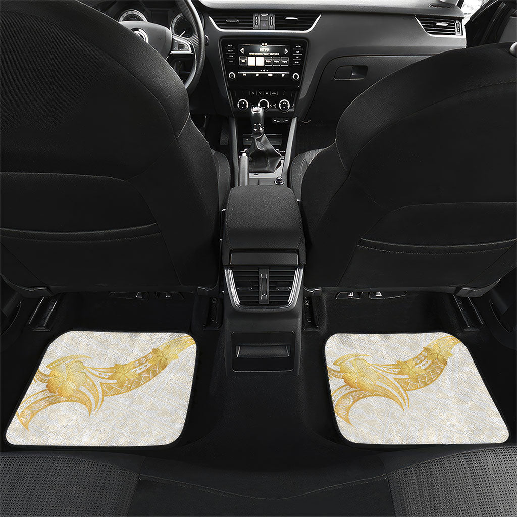 Polynesia White Sunday Car Mats Polynesian Tattoo Plumeria Hibiscus Gold LT14 Set 2pcs - Back White - Polynesian Pride