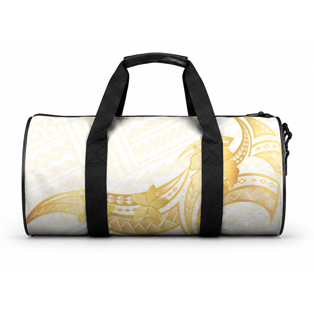 Polynesia White Sunday Duffle Bag Polynesian Tattoo Plumeria Hibiscus Gold LT14 One size White - Polynesian Pride