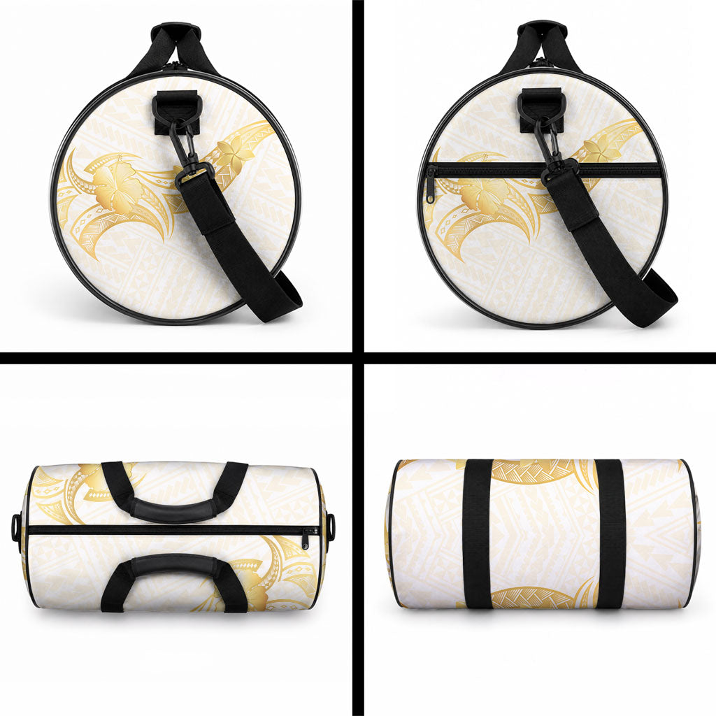 Polynesia White Sunday Duffle Bag Polynesian Tattoo Plumeria Hibiscus Gold LT14 - Polynesian Pride