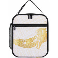 Polynesia White Sunday Lunch Bag Polynesian Tattoo Plumeria Hibiscus Gold LT14 10.2 × 8.3 × 4.3 inch White - Polynesian Pride