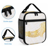 Polynesia White Sunday Lunch Bag Polynesian Tattoo Plumeria Hibiscus Gold LT14 - Polynesian Pride