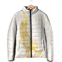 Polynesia White Sunday Padded Jacket Polynesian Tattoo Plumeria Hibiscus Gold LT14 - Polynesian Pride