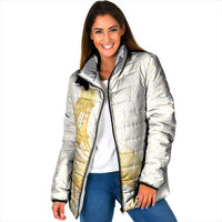 Polynesia White Sunday Padded Jacket Polynesian Tattoo Plumeria Hibiscus Gold LT14 Women White - Polynesian Pride