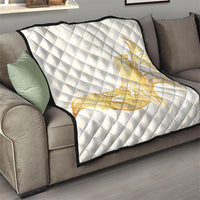 Polynesia White Sunday Quilt Polynesian Tattoo Plumeria Hibiscus Gold LT14 - Polynesian Pride