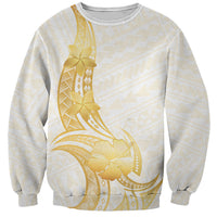Polynesia White Sunday Sweatshirt Polynesian Tattoo Plumeria Hibiscus Gold LT14 Unisex White - Polynesian Pride