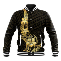 Gold Black Polynesia Hibiscus Plumeria Tattoo Baseball Jacket LT14 Unisex Black - Polynesian Pride
