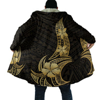 Gold Black Polynesia Hibiscus Plumeria Tattoo Cloak LT14 - Polynesian Pride