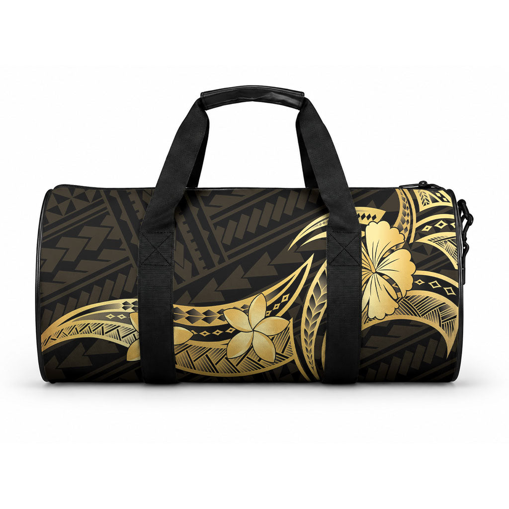 Gold Black Polynesia Hibiscus Plumeria Tattoo Duffle Bag LT14 One size Black - Polynesian Pride