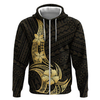 Gold Black Polynesia Hibiscus Plumeria Tattoo Hoodie LT14 Zip Hoodie Black - Polynesian Pride
