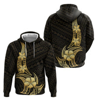 Gold Black Polynesia Hibiscus Plumeria Tattoo Hoodie LT14 - Polynesian Pride