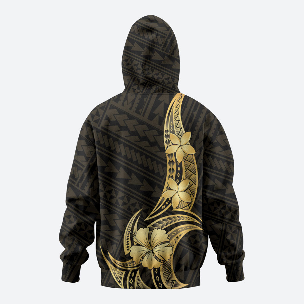 Gold Black Polynesia Hibiscus Plumeria Tattoo Hoodie LT14 - Polynesian Pride