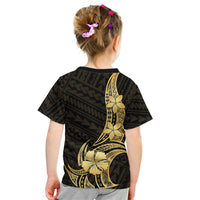 Gold Black Polynesia Hibiscus Plumeria Tattoo Kid T Shirt LT14 - Polynesian Pride
