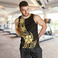 Gold Black Polynesia Hibiscus Plumeria Tattoo Men Tank Top LT14 Black - Polynesian Pride