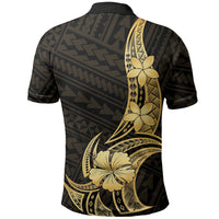 Gold Black Polynesia Hibiscus Plumeria Tattoo Polo Shirt LT14 - Polynesian Pride