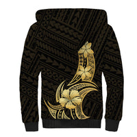 Gold Black Polynesia Hibiscus Plumeria Tattoo Sherpa Hoodie LT14 - Polynesian Pride