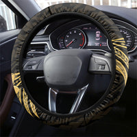 Gold Black Polynesia Hibiscus Plumeria Tattoo Steering Wheel Cover LT14 - Polynesian Pride