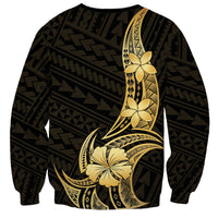 Gold Black Polynesia Hibiscus Plumeria Tattoo Sweatshirt LT14 - Polynesian Pride