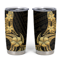Gold Black Polynesia Hibiscus Plumeria Tattoo Tumbler Cup LT14 Black - Polynesian Pride