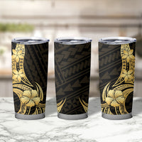 Gold Black Polynesia Hibiscus Plumeria Tattoo Tumbler Cup LT14 - Polynesian Pride