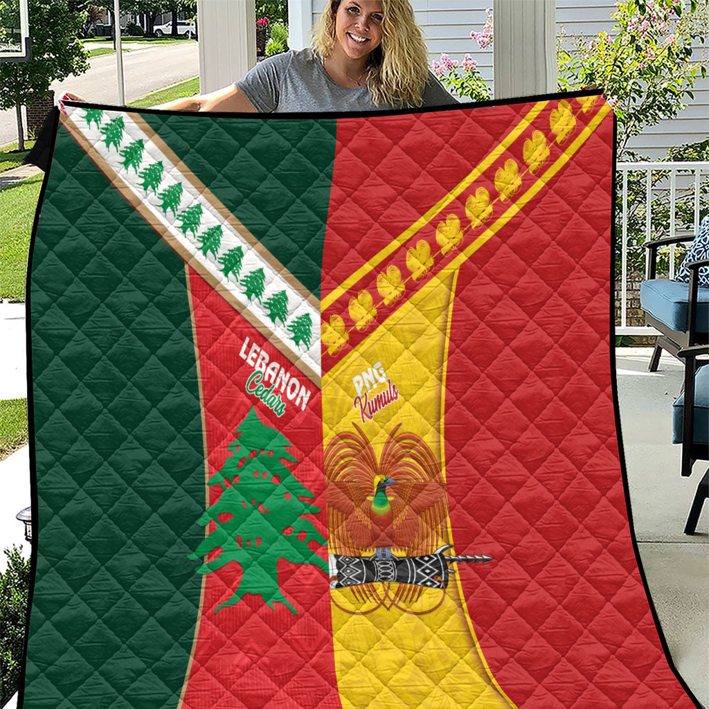Rugby Papua New Guinea and Lebanon Quilt PNG Kumuls Cedars Together LT14 Multicolor - Polynesian Pride