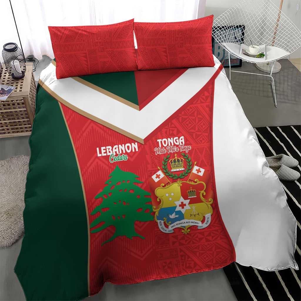 Rugby Tonga and Lebanon Bedding Set Mate Maa Tonga Cedars Together LT14 - Polynesian Pride