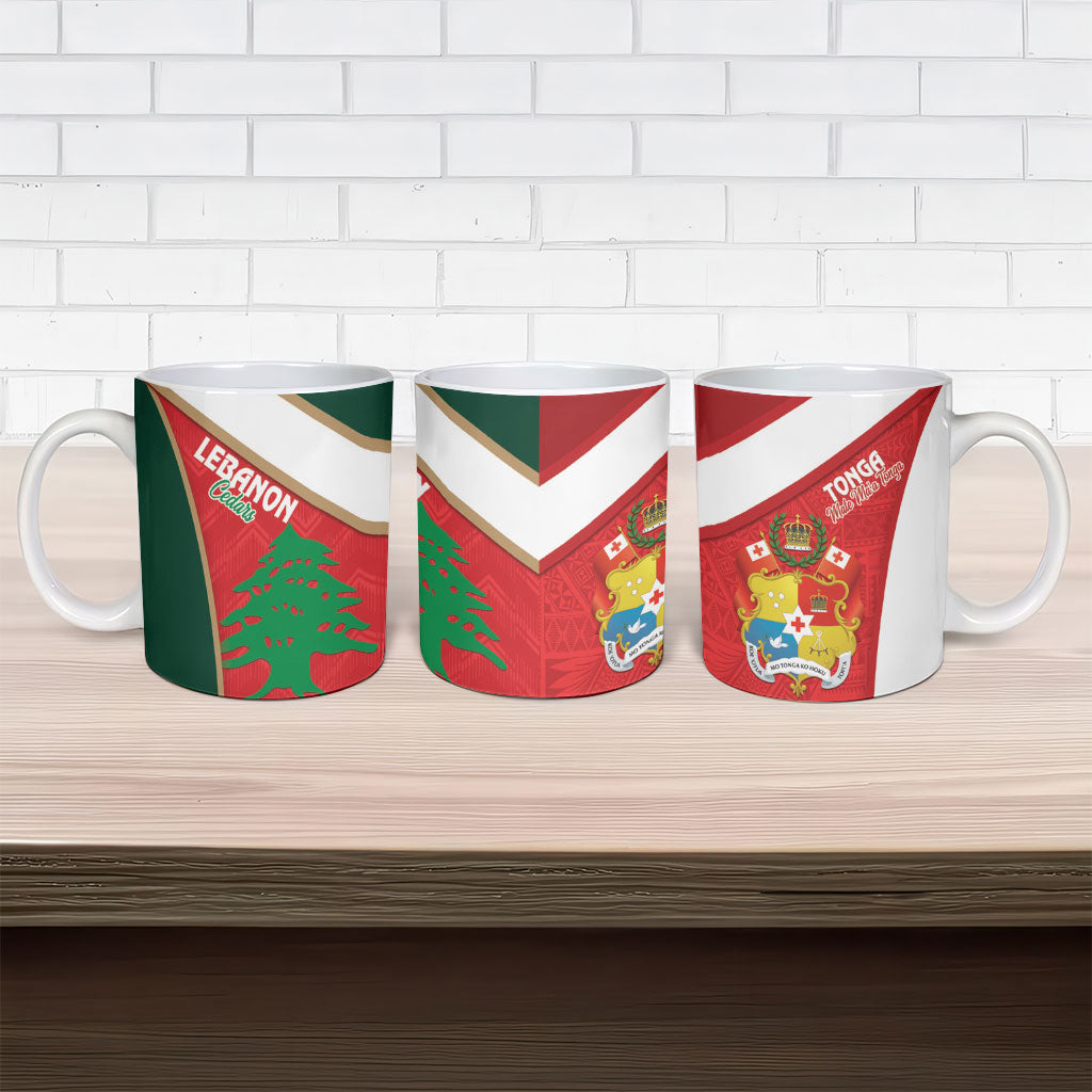 Rugby Tonga and Lebanon Ceramic Mug Mate Maa Tonga Cedars Together LT14 - Polynesian Pride