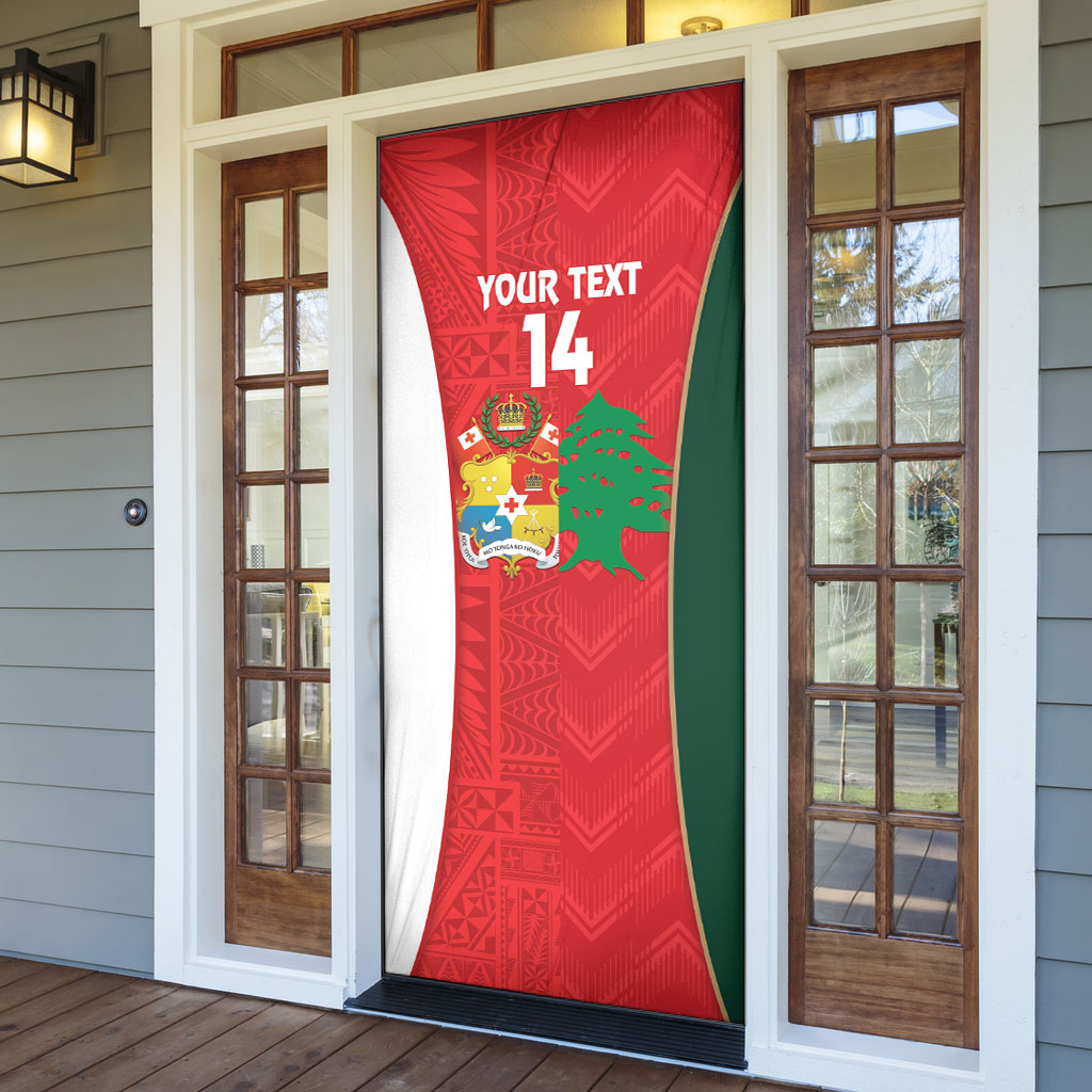 Custom Rugby Tonga and Lebanon Door Cover Mate Maa Tonga Cedars Together LT14 - Polynesian Pride