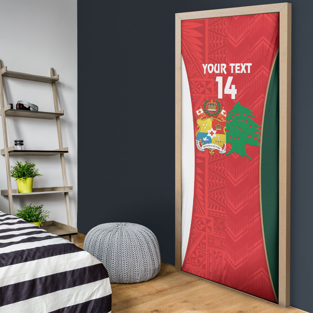 Custom Rugby Tonga and Lebanon Door Cover Mate Maa Tonga Cedars Together LT14 - Polynesian Pride