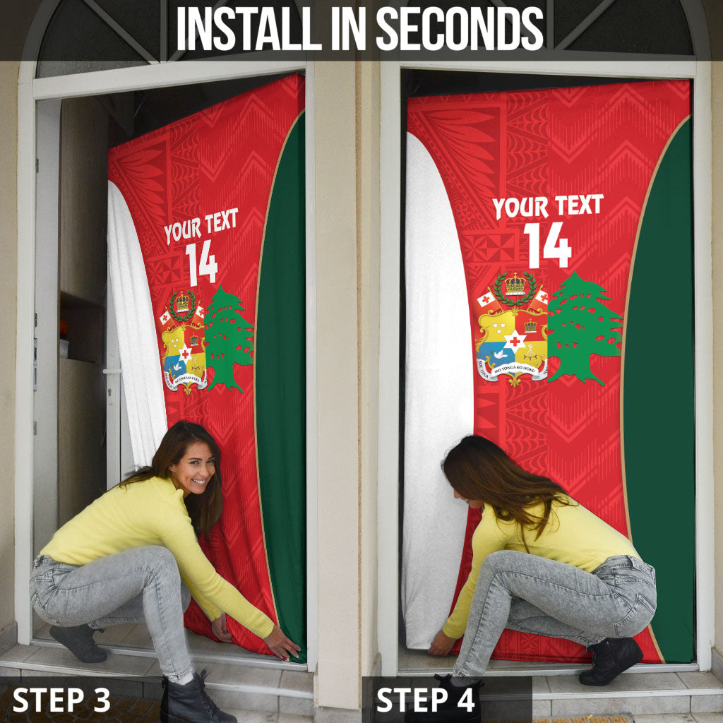 Custom Rugby Tonga and Lebanon Door Cover Mate Maa Tonga Cedars Together LT14 - Polynesian Pride