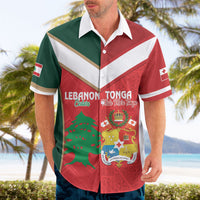 Custom Rugby Tonga and Lebanon Hawaiian Shirt Mate Maa Tonga Cedars Together LT14 - Polynesian Pride
