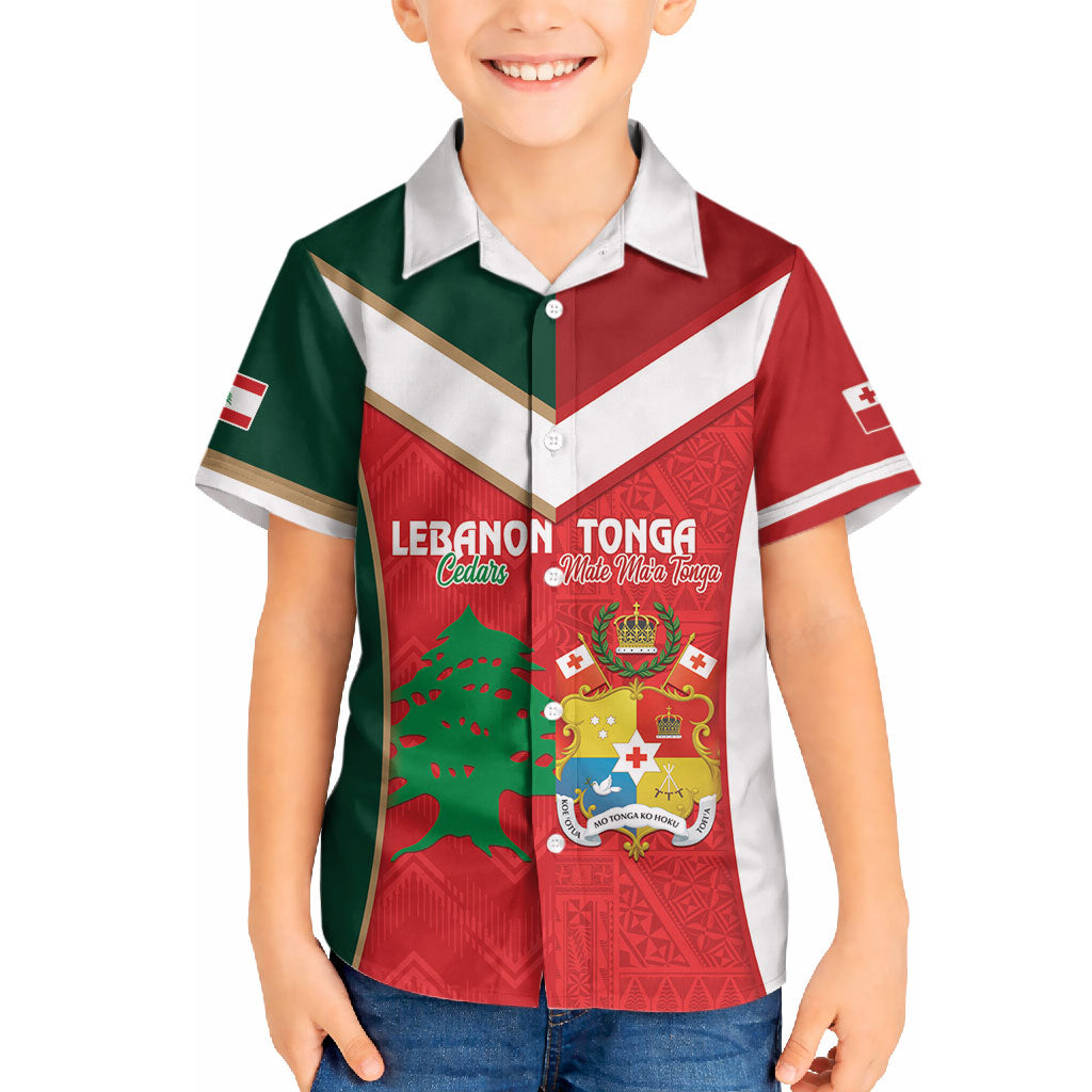 Custom Rugby Tonga and Lebanon Hawaiian Shirt Mate Maa Tonga Cedars Together LT14 - Polynesian Pride