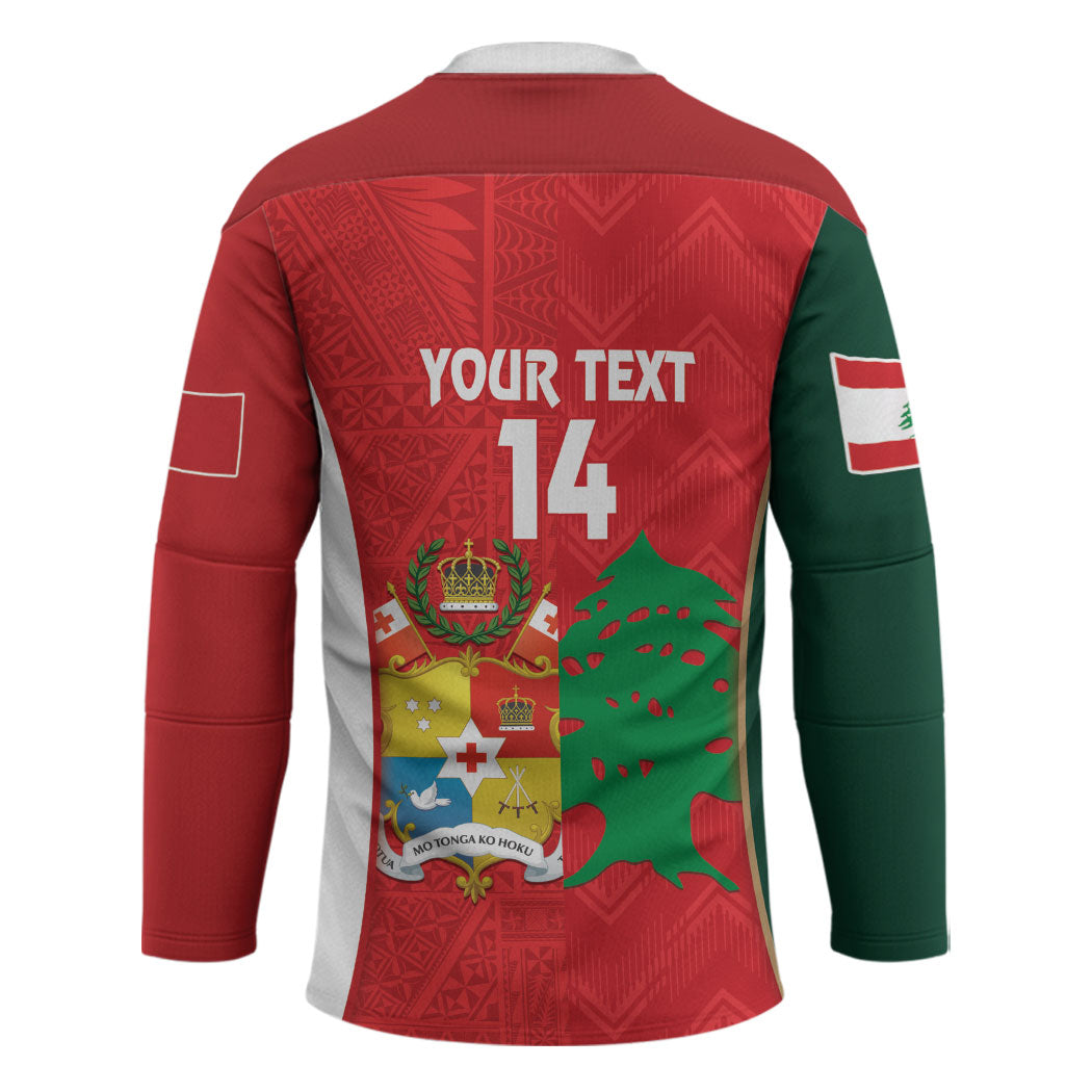 Custom Rugby Tonga and Lebanon Hockey Jersey Mate Maa Tonga Cedars Together LT14 - Polynesian Pride