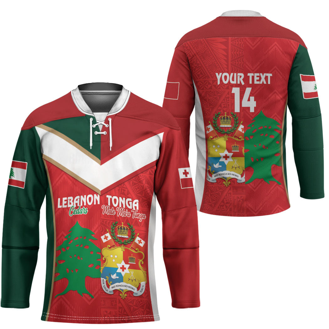 Custom Rugby Tonga and Lebanon Hockey Jersey Mate Maa Tonga Cedars Together LT14 - Polynesian Pride