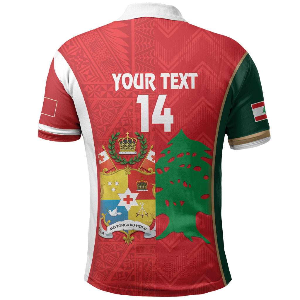 Custom Rugby Tonga and Lebanon Polo Shirt Mate Maa Tonga Cedars Together LT14 - Polynesian Pride
