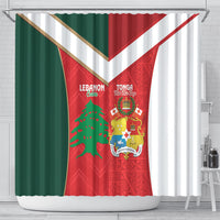 Rugby Tonga and Lebanon Shower Curtain Mate Maa Tonga Cedars Together LT14 - Polynesian Pride