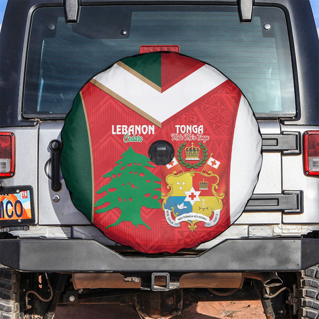 Rugby Tonga and Lebanon Spare Tire Cover Mate Maa Tonga Cedars Together LT14 Multicolor - Polynesian Pride